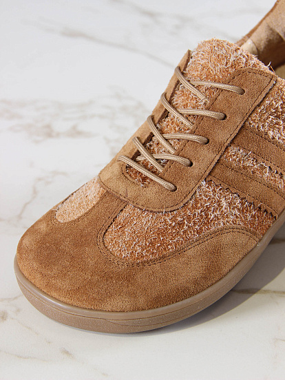 картинка Босоногие кеды ED'ART 184.nata'br.Джангл кемл+светло коричневая замша от интернет магазина