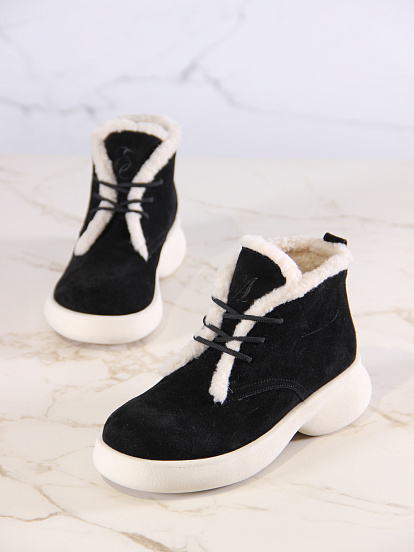 картинка Ботинки  ED'ART 308.927'bе.Черный замша+бежевый от интернет магазина