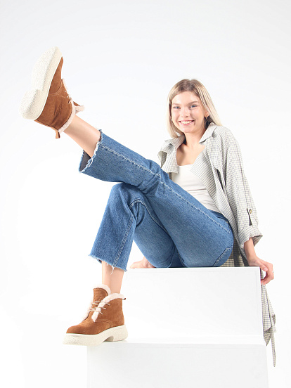 картинка Ботинки ED'ART 308.агата'w. светло коричневый замша от интернет магазина