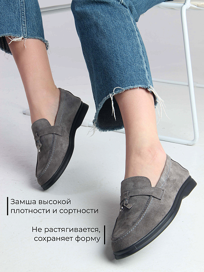 картинка Лоферы туфли ED'ART 170.2614'bl. Серый замок замша от интернет магазина