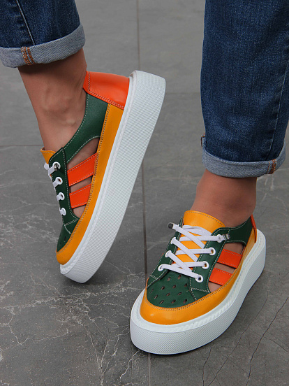 картинка Кроссовки ED'ART 165.P.Lusi23.'w.Зеленый-оранжевый от интернет магазина