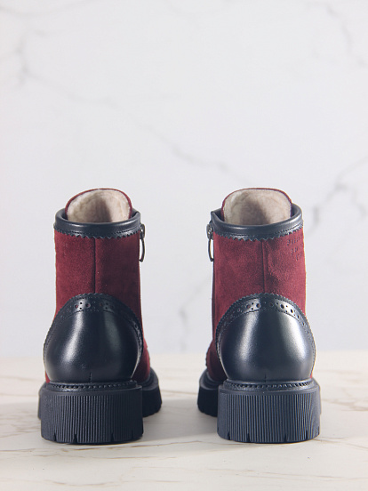 картинка Ботинки ED'ART 319.taskana'bl. Бордо замша+черный от интернет магазина
