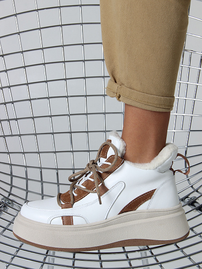 картинка Ботинки ED'ART 229.windy'be. белый коричневый от интернет магазина